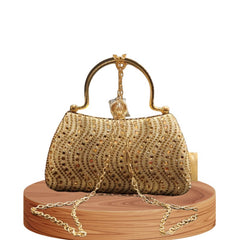 Premium Crystal Golden Clutch – Luxury Chinese Evening & Wedding Party Bag