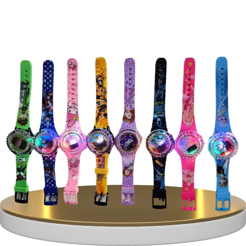 Original Chinese Spinning LED Cartoon Watch – Music, Light, Digital Time Display