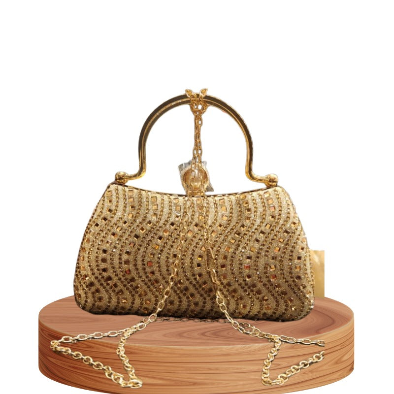 Premium Crystal Golden Clutch – Luxury Chinese Evening & Wedding Party Bag